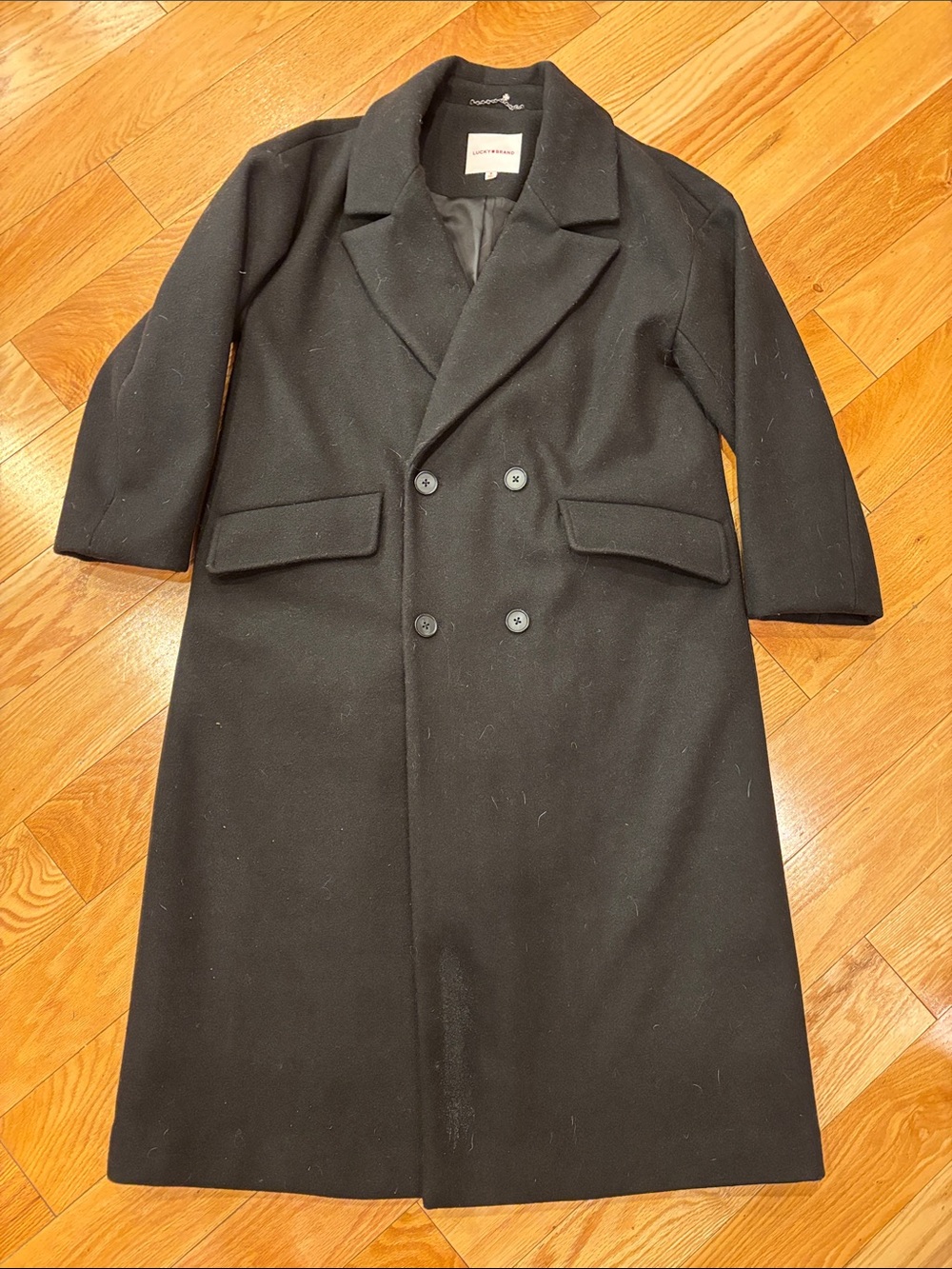 Lucky Brand Black Double-Breasted Wool coat